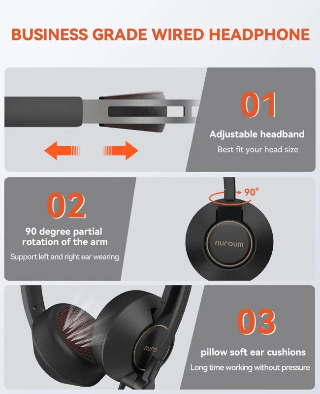 Nuroum Business Headset HP11SU with 3.5mm+USB