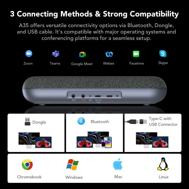 A35*2 Daisy Chain Plus Meeting Kit | Audio Pro Bluetooth Speakerphone for Crystal-Clear Communication