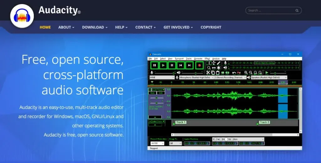 Audacity open-source audio editor using AI plugins for free vocal isolation.webp