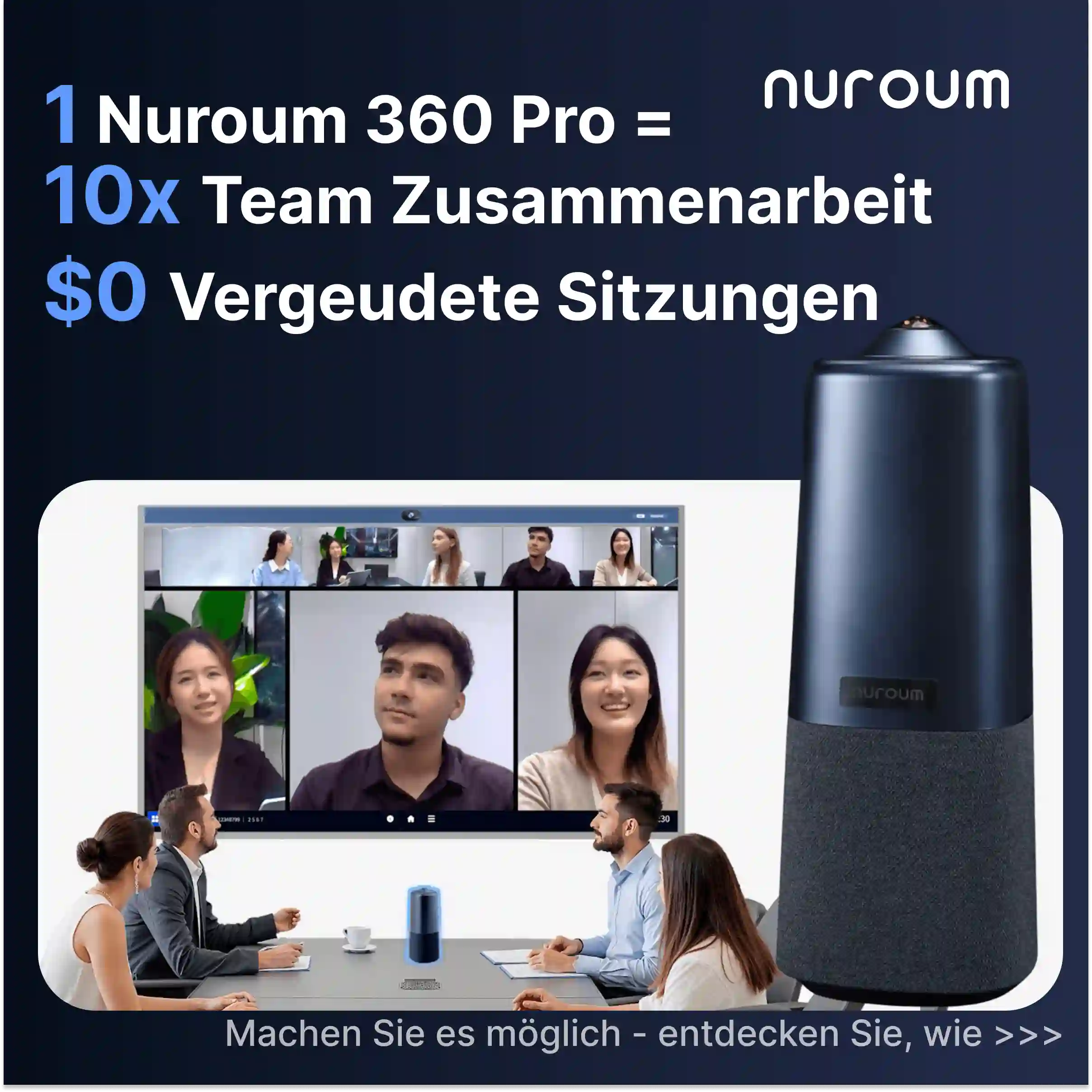 Nuroum 360 Pro All-in-One 360-Grad-Konferenzkamera für immersive und professionelle Audio-Videokonferenzen