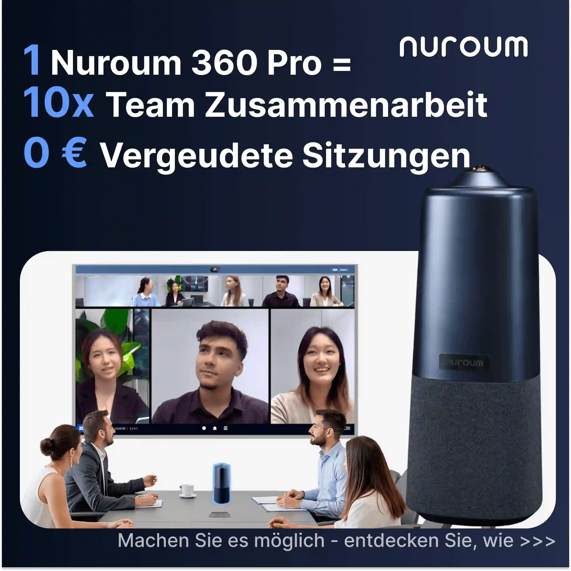 Nuroum 360 Pro All-in-One 360-Grad-Konferenzkamera für immersive und professionelle Audio-Videokonferenzen