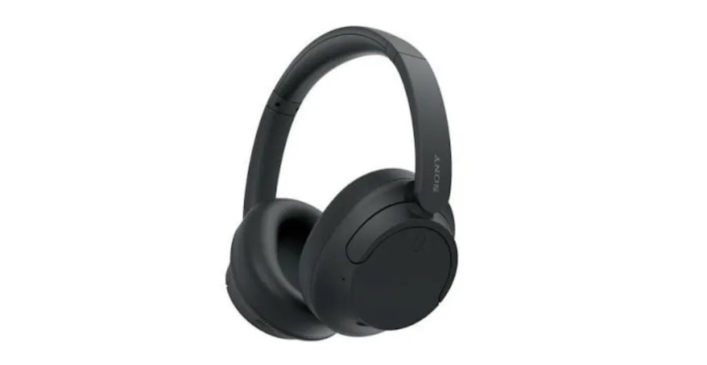 Sony WH-CH720N wireless noise-cancelling over-ear headphones in matte black with a vertical silver Sony logo on the right headband arm