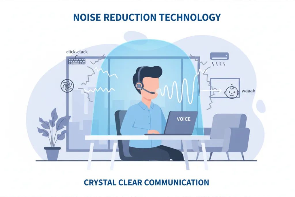 図2：ENCノイズリダクション技術の概念図——周囲の雑音を除去しクリアな通話を実現