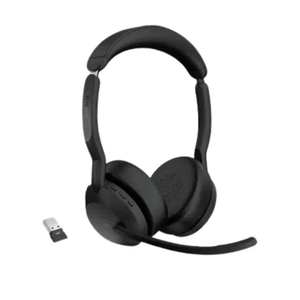 a male is using best wireless office phone headset