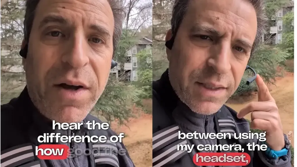 this male is testing his brother's best bluetooth headset for calls in noisy environment