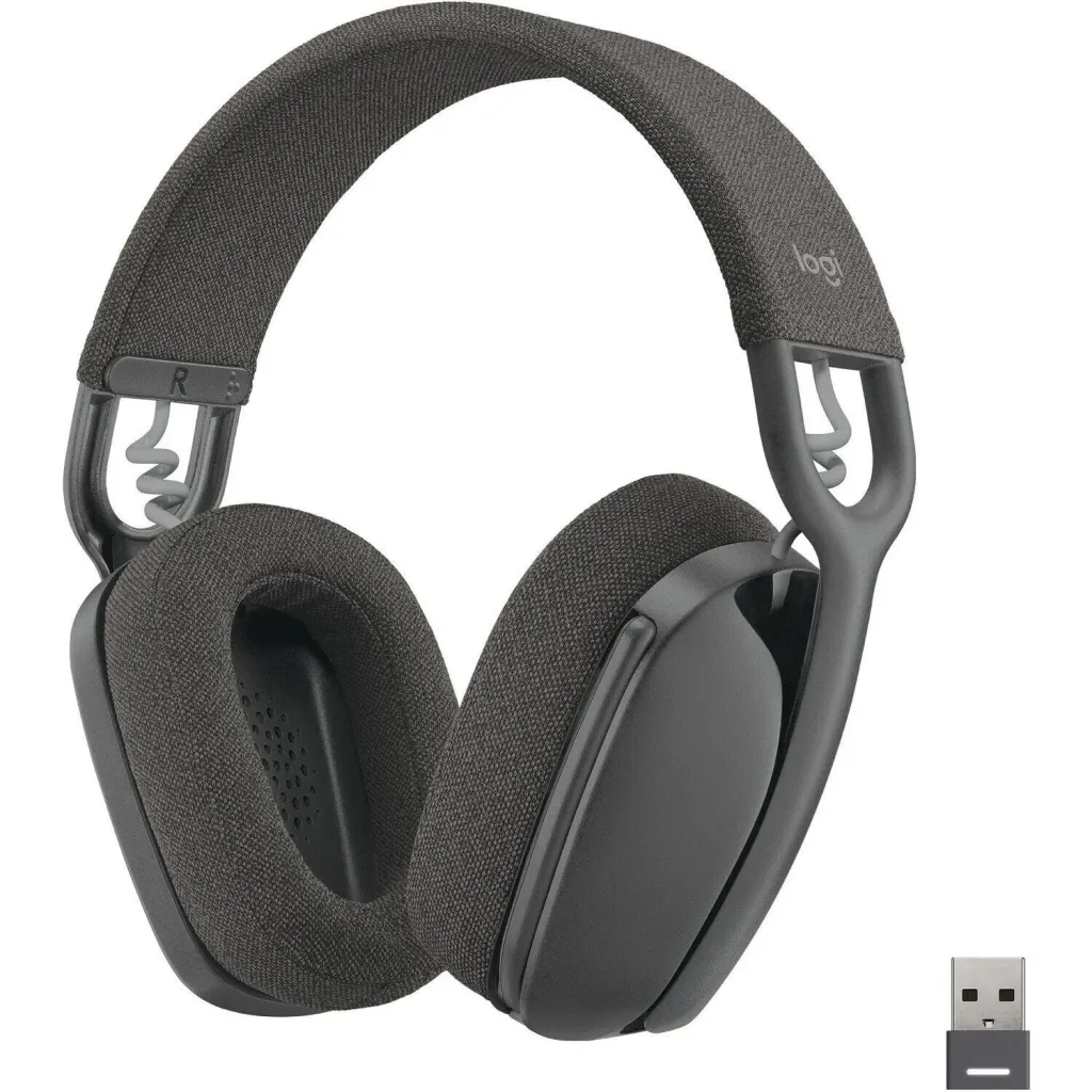 Logitech Zone Vibe 125 lightweight wireless headset for office with beamforming mic.