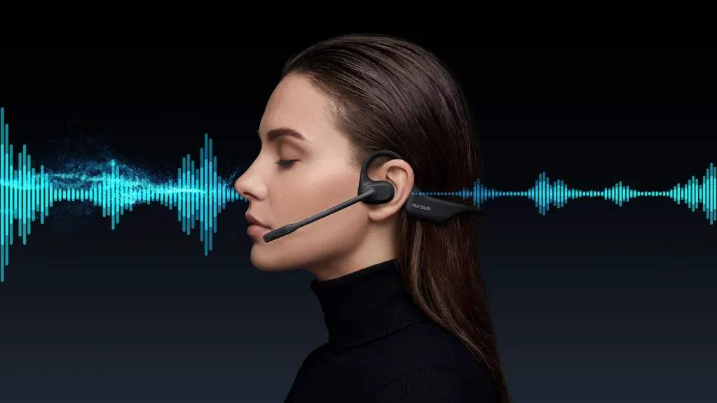 this female is using best bluetooth headset for calls in noisy environment