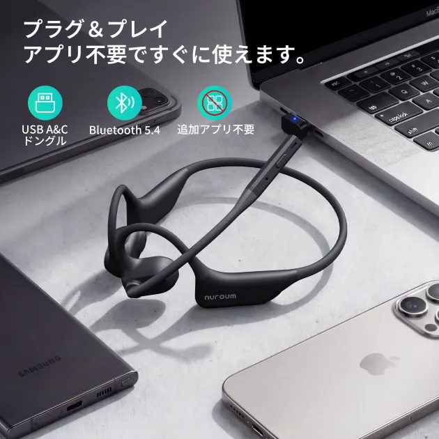 Nuroum Open Ear Pro 2 ビジネス用ヘッドセット（マイク付き）－ 今