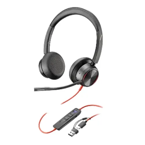 Poly Blackwire 8225 premium wired wireless headset for office style with hybrid ANC.