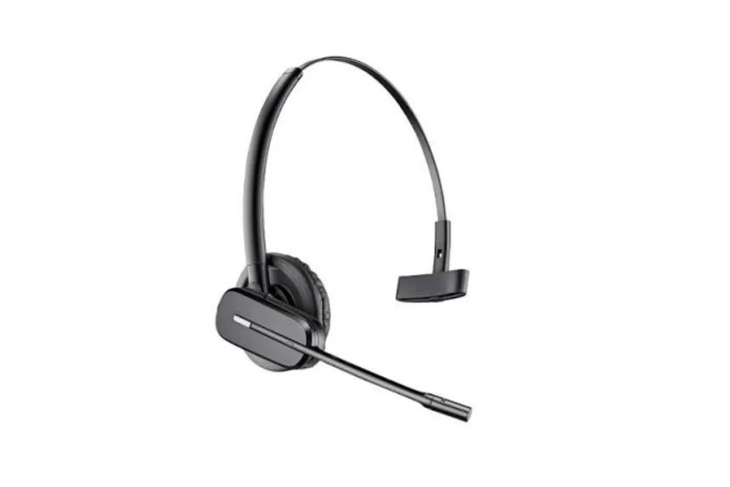 Poly CS540 convertible wireless monaural headset with an adjustable headband and microphone boom.