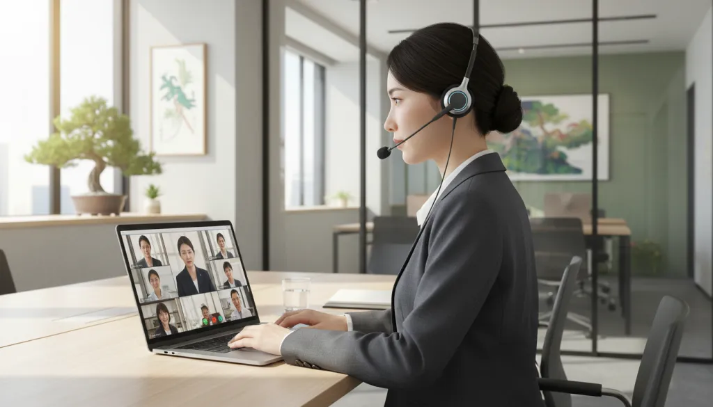 Figure 3: リモートワーク中のヘッドセット使用シーン