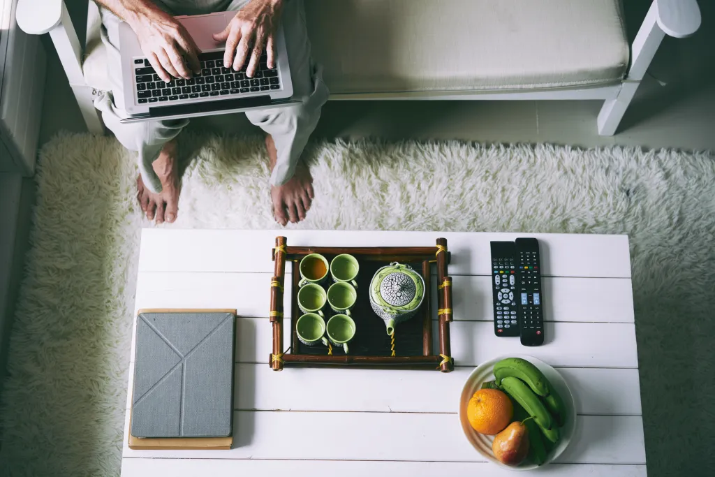 he is testing headphones of raycon
