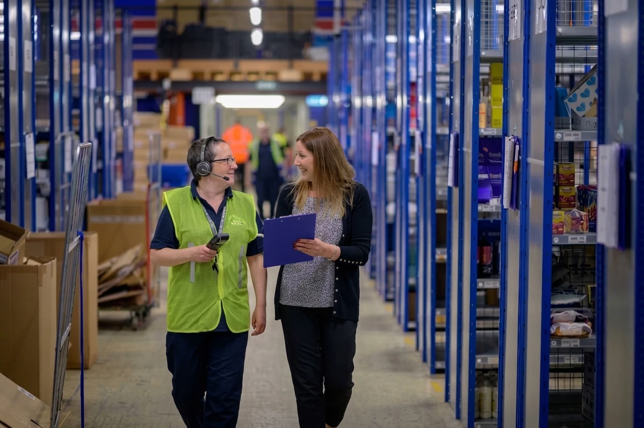 Enterprise charging station in retail backroom with deployed headsets