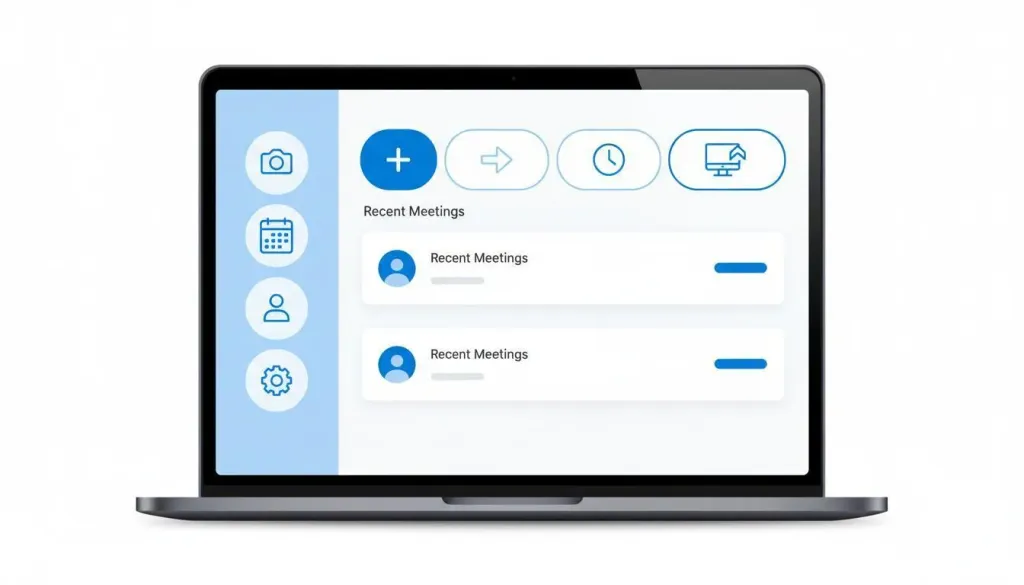 Zoom App Dashboard mit den Hauptfunktionen New Meeting, Join, Schedule und Share Screen